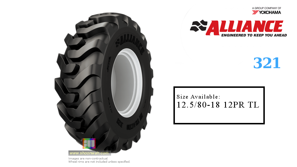 12.5/80-18 (340/80-18) tires 12.5-18 Alliance 12PR 321 R-4 backhoe tractor tubeless tire