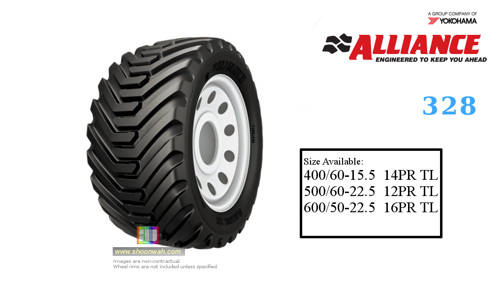 600/50-22.5 Alliance 16PR 328 (I-3) Farm Implement and Trailer TL Tire