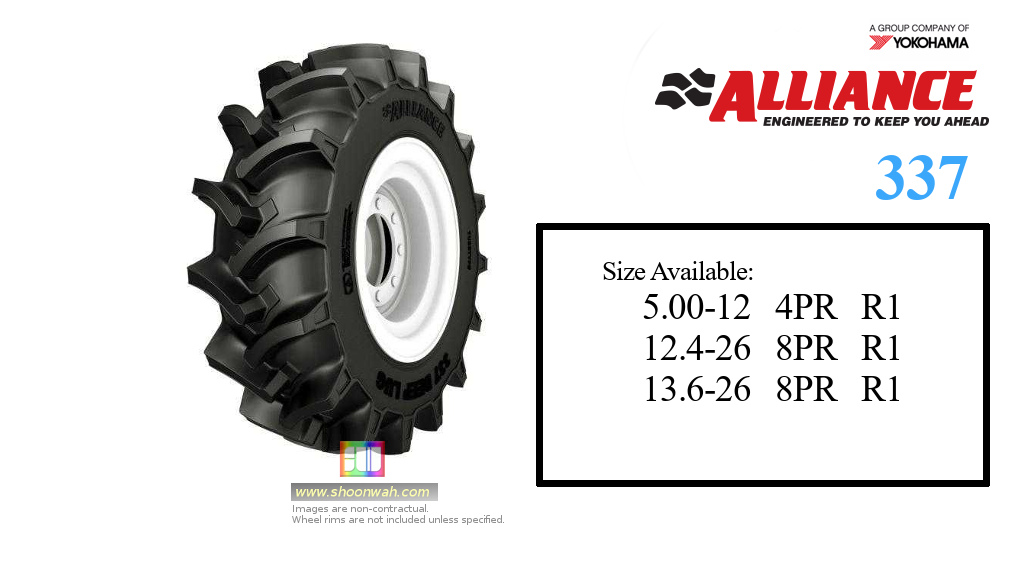 5.00-12 5.00x12 Alliance 337 Farm Tractor Tires, Agricultural Tires , Kubota Sub Compact Utility tractor , Small Farm Tractors Kubota,John Deere, Massey Ferguson