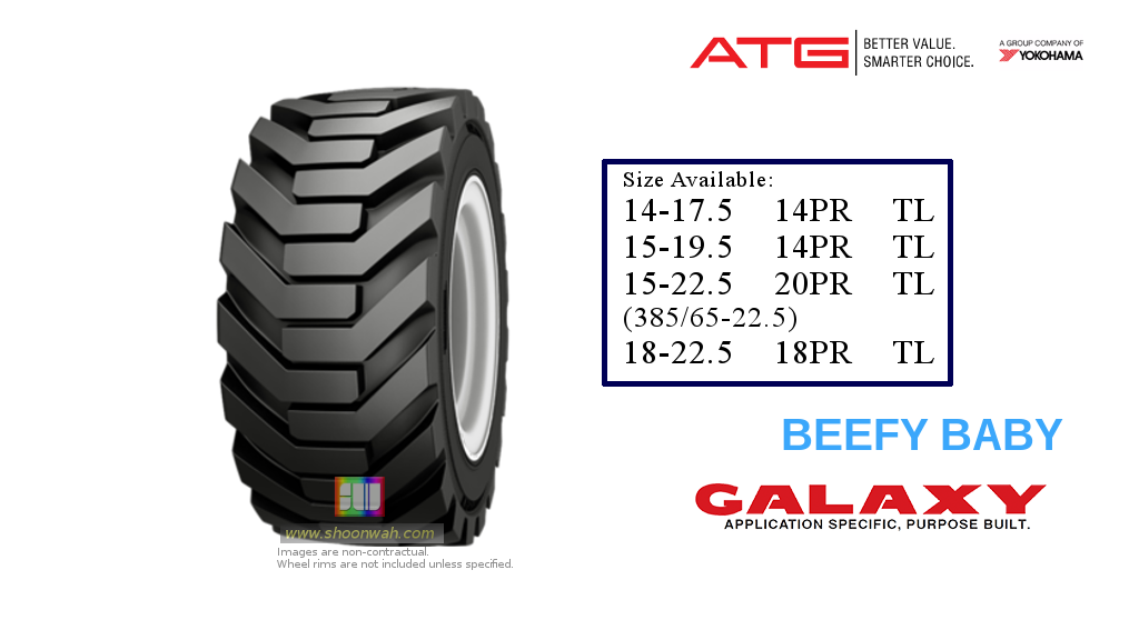 15-19.5 Galaxy Construction & Industrial Skid Steer Backhoe Tractor Tubeless TL tire
