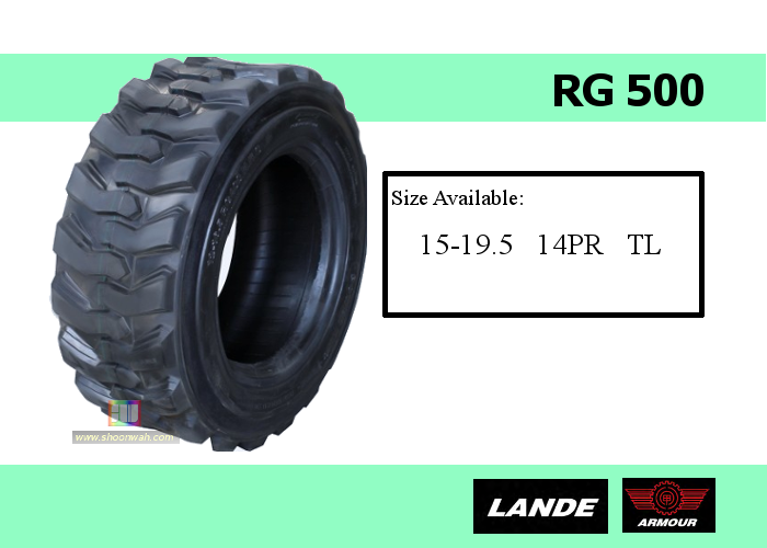 Lande (Armour) 15-19.5 RG500 industrial forklift tubeless tires, 15x19.5 14PR skid steer tubeless tires
