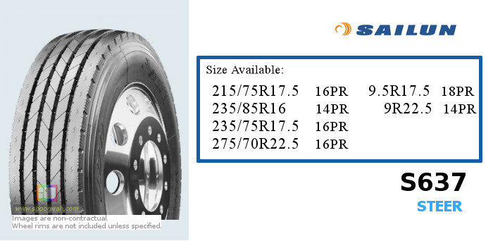 9.5R17.5 Sailun 18PR S637 RIB tubeless TL radial tires