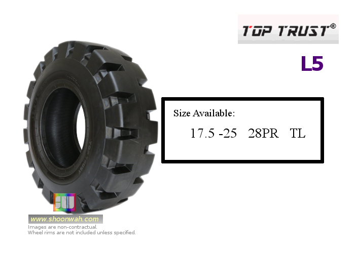 17.5-25 28PR Top Trust L5 OTR Tubeless TL tire available in malaysia